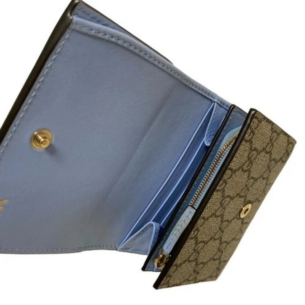 GUCCI Double G medium wallet 790062 Light Pink Dark Brown Multi Leather PVC - - Picture 3 of 10